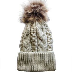 Cozy Cable Knit Ski Hat with Pom Pom